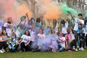 Students at a Holi celebration