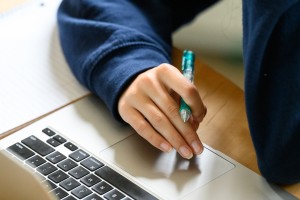 Student working on a computer