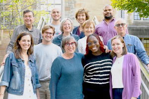 Members pose on campus