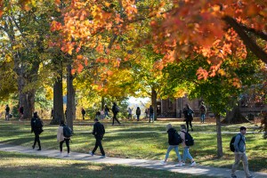 Students walking on campus