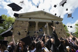 Students tossing hats