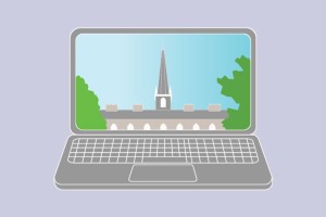 Old Kenyon on a laptop