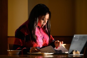 Student preparing for a computer test