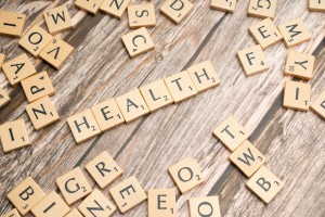 Health spelled out with Scrabble tiles