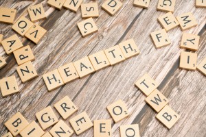 Health spelled out with Scrabble tiles