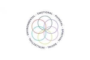 Wellness circle: Emotional, Physical, Spiritual, Social, Intellectual, Environmental