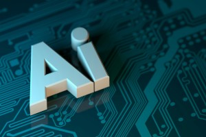 Ai 3D image with technology background