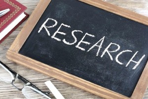 Research written on chalkboard