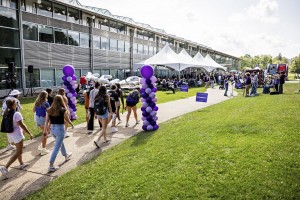 Balloons, food, games and more greeted visitors to the block party outside the Lowry Center.