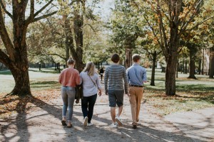 Family walking on Middle Path