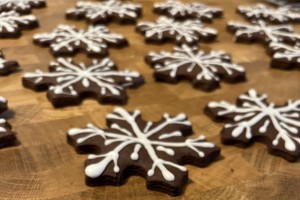Chocolate snowflake cookies