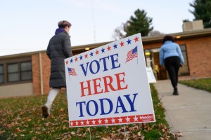 People enter voting location