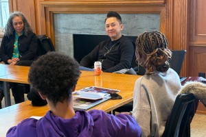 Viet Thanh Nguyen met with students in the “Literary Citizenship” class led by Nicole Terez Dutton.