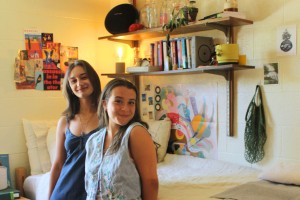 Grace Sparks ’26 and Anjali Zumkhawala-Cook ’26 are proud of their room in Manning Hall that won for “Best Upperclass Hall Double.”