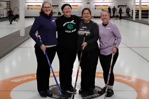  Mandy Gadrow ’97, left, with her team at a bonspiel in Cleveland.