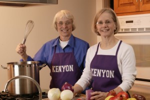Peggy Turgeon and Joyce Klein pose in kitchen
