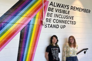 Isaac Yu ’28 and Alexandra Hofacre ’27 at Stonewall Columbus, where they are interns