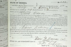 Cicero Owens' voter registration form