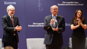 Portrait of López Award winners on Nicaraguan flag