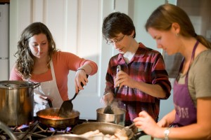Students prepare a meal