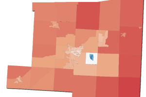 Precinct-level results for the 2024 presidential election.  Red indicates precincts won by Donald Trump, and blue indicates precincts won by Kamala Harris. Darker colors indicate larger victories, while lighter colors indicate a closer race.