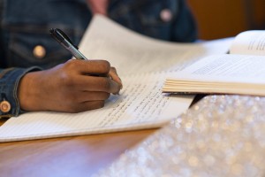 A student writing