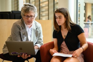 Kenyon student meeting with Career Development Office staff member to work on resume and internship applications