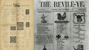 Edition of the Reveille from 1855 (left) and of the "Revile-Ye" from 1859 (right)