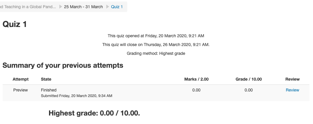 Quiz results