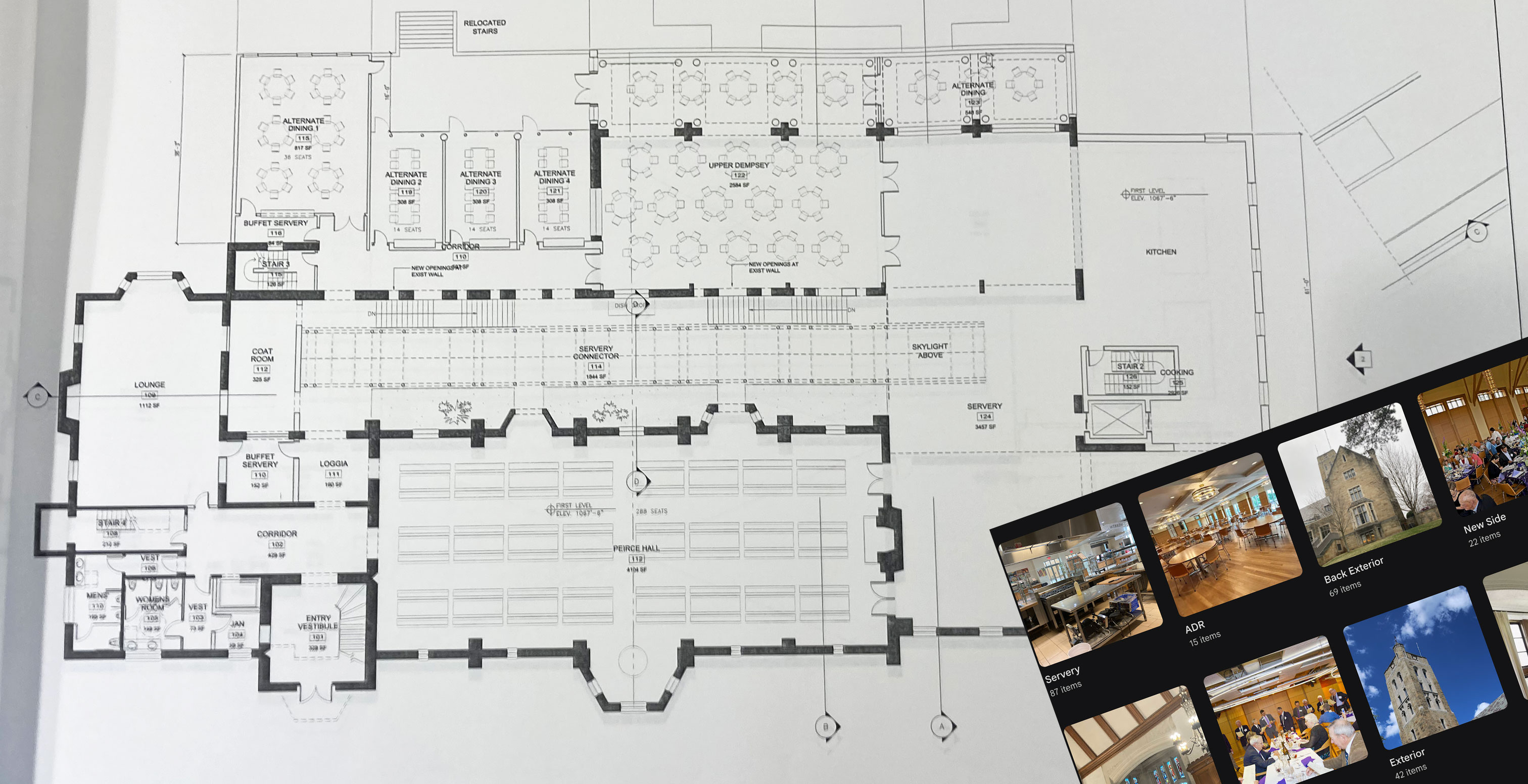 Peirce schematics; reunion photo album