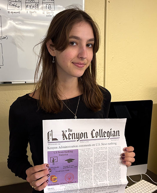Dorothy Yaqub ’26, co-editor-in-chief of The Kenyon Collegian