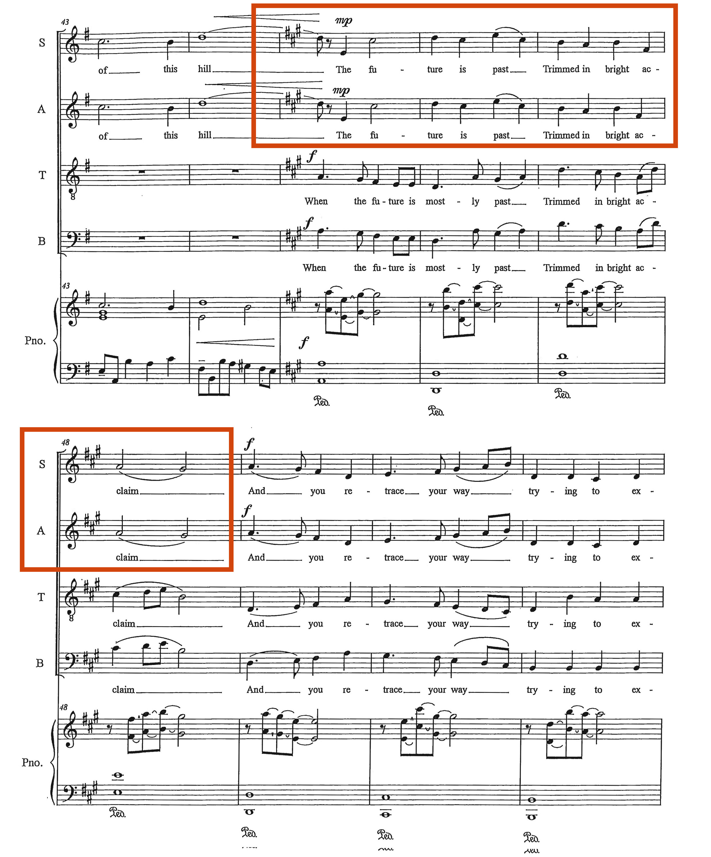 Song with lyrics highlighted: The future is past / Trimmed in bright acclaim