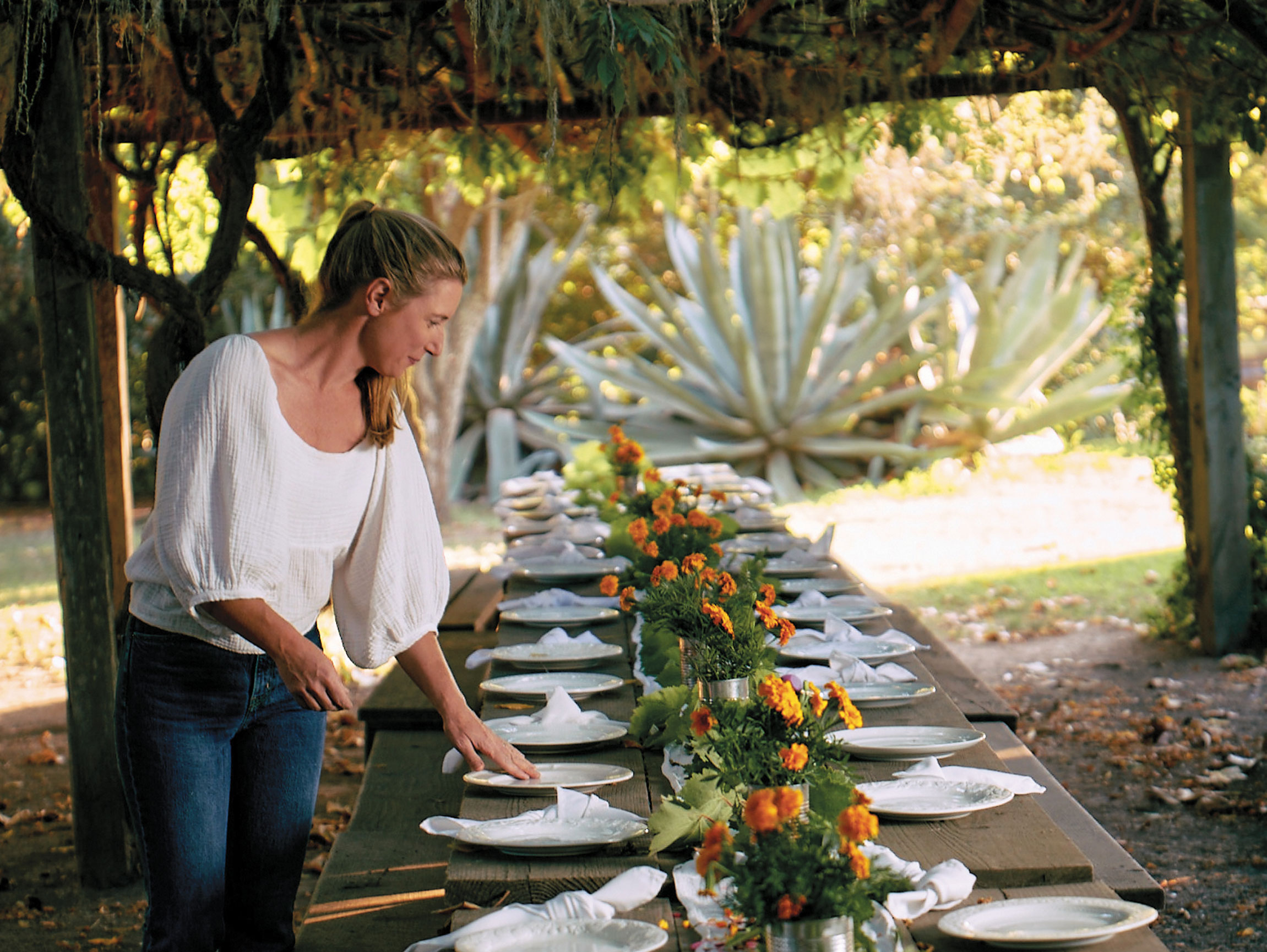 Setting an outdoor table