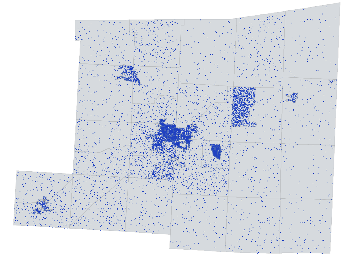 Precinct-level display of the density of Democratic voters in the county.