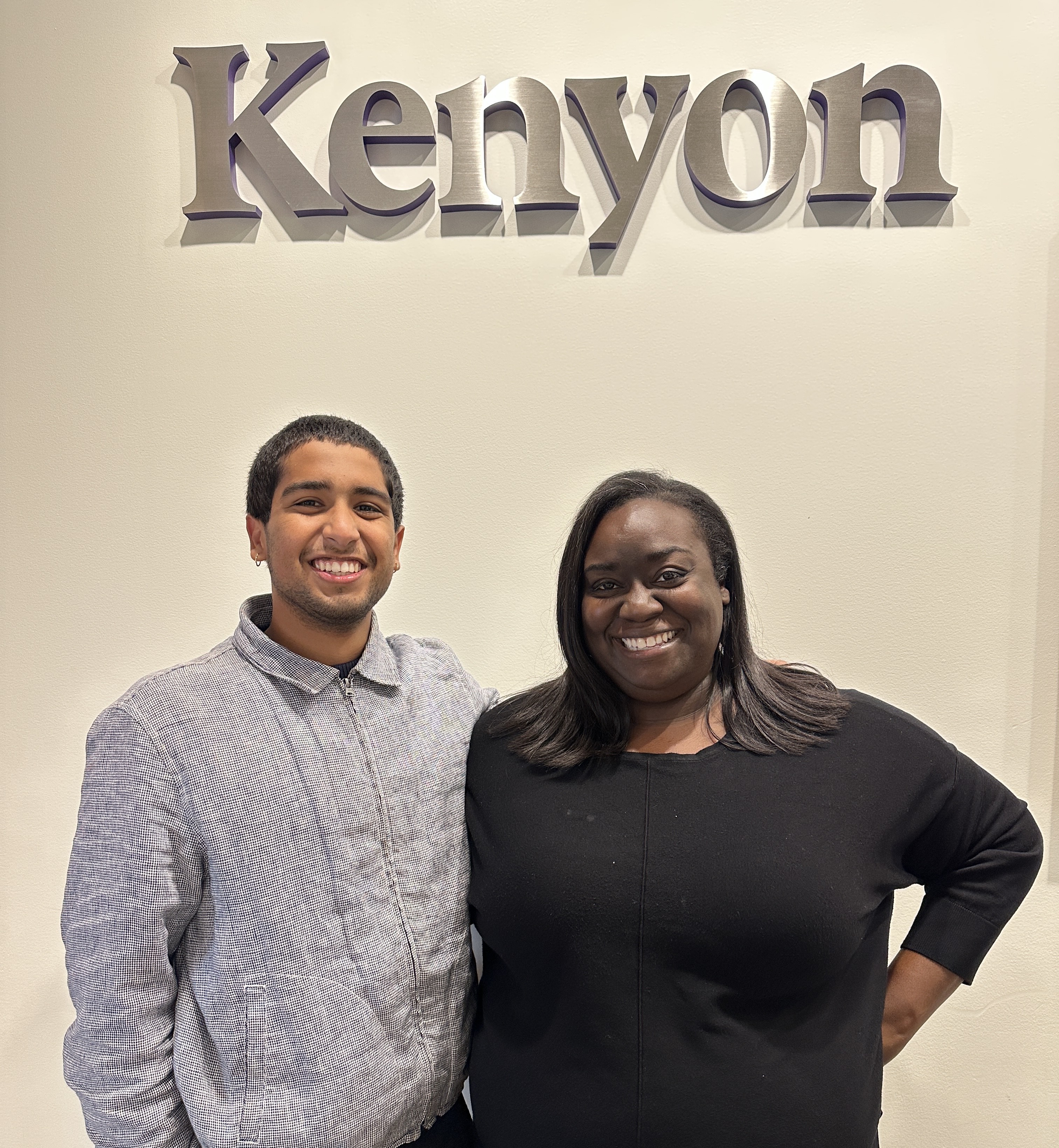 Melzetta Moody ’05, chief people officer at AGO, with intern Gus Callejas ’26.