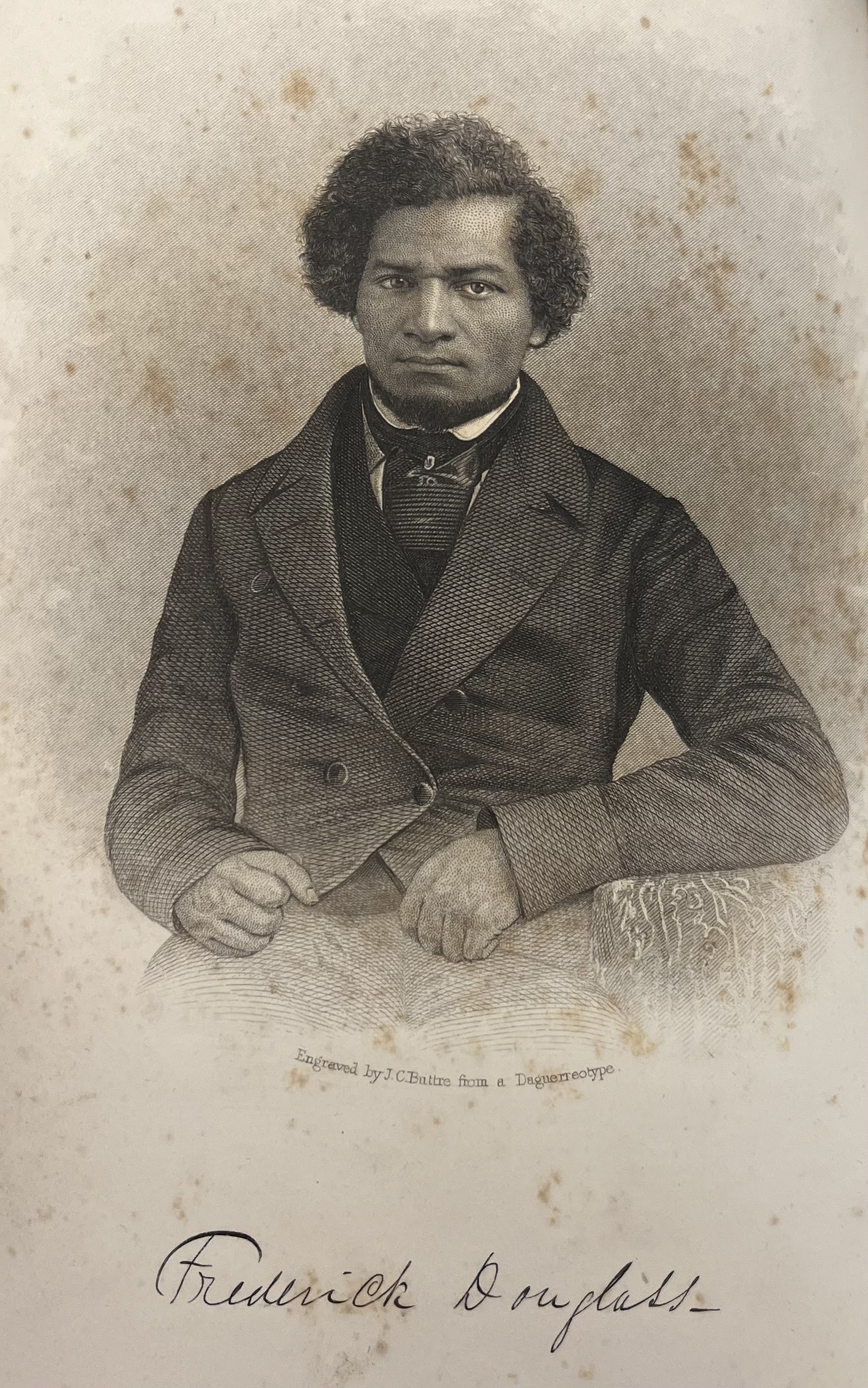 A picture of Frederick Douglass from his 1855 autobiography "My Bondage and My Freedom" in the College Archives.