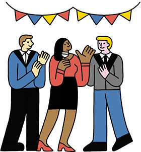 illustration of three alumni chatting