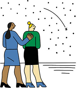 illustration of two people watching a shooting star