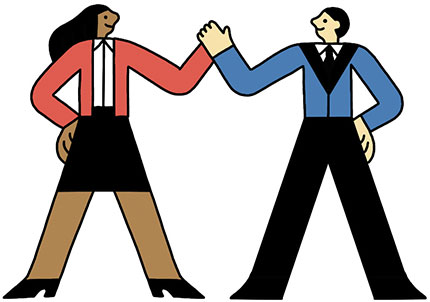 illustration of two people touching hands
