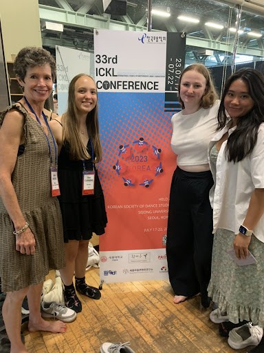 Julie with Eve, Cat and Claire Goldberger '23 after presenting. Photo provided by Julie Brodie.